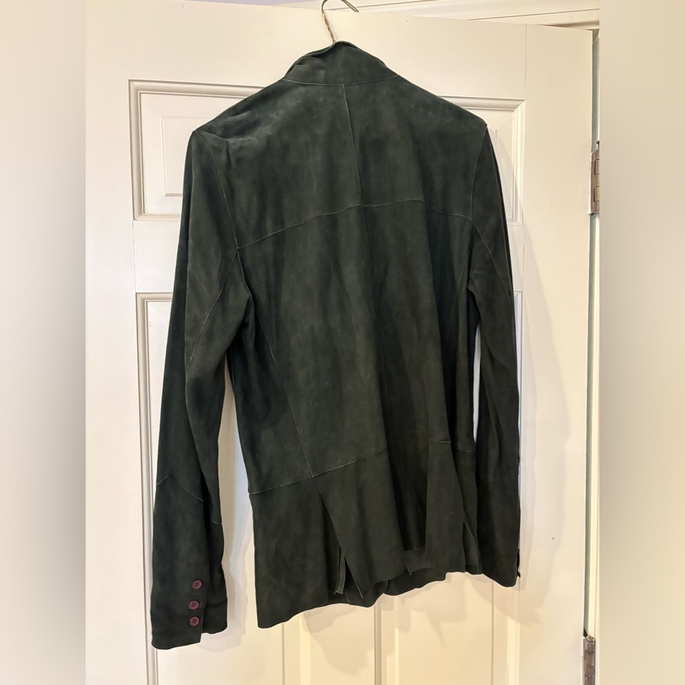 Women’s Forest Green Suede Blazer Jacket - Picture 2 of 4